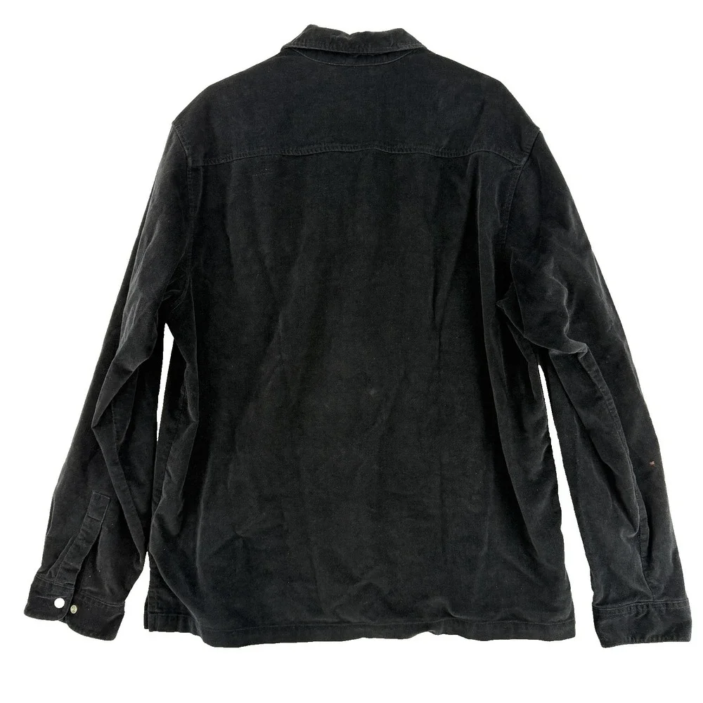 Vintage Quiksilver Jacket Mens XL Black Corduroy Military Shirt Jacket Y2K‎ Gorp